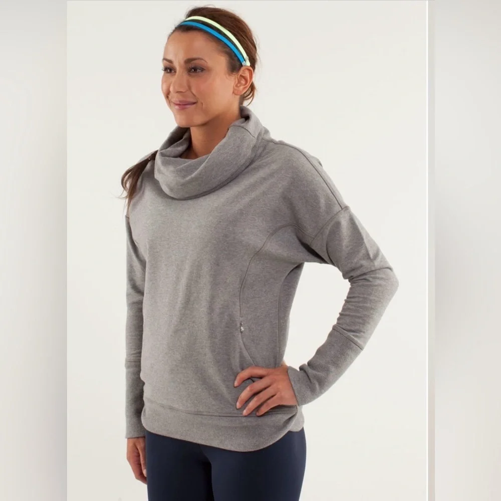 Lululemon Athletica Rest Day Cowl Neck Pullover Sweatshirt, Vintage Grey,Size 10 - Picture 1 of 13